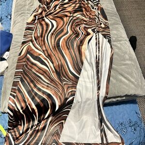 Elegant Brown and White Women's Skirt